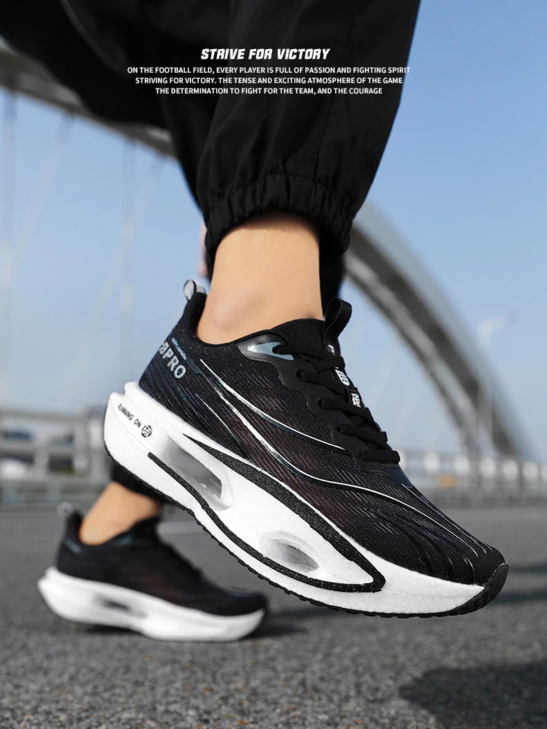 Men Breathable Mesh Comfortable Sports Shoes Fashion Color-Block/Sneakers Carbon Plate Support Light Rebound Running Shoes