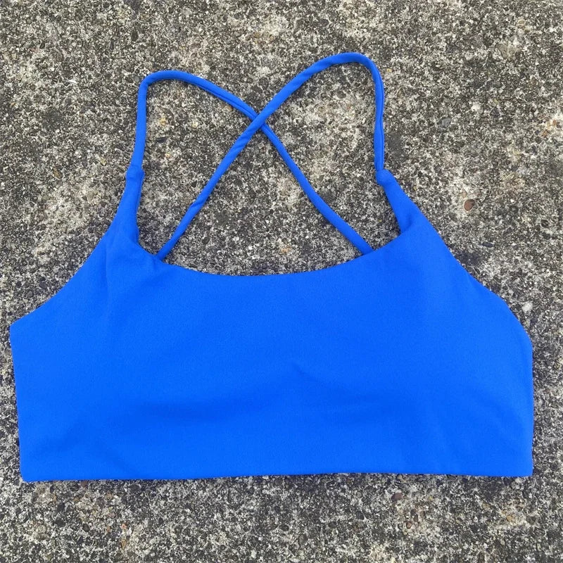 Women Sports Bra Sexy Cross Straps Back Fitness Bralette High Impact/Gym Yoga Workout Crop Top Vest Push Up Running Underwear