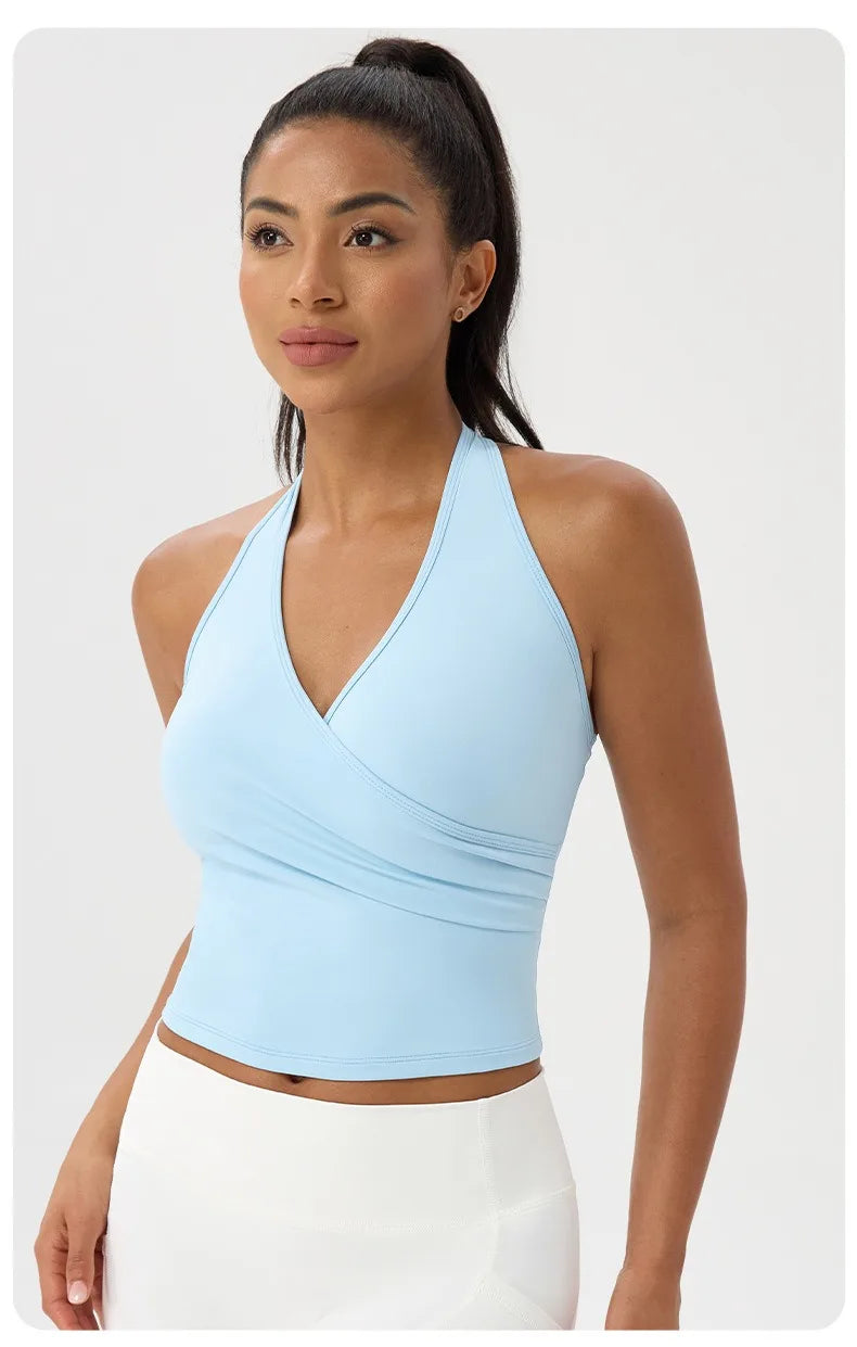 Summer Women's Sports Yoga Vest Halter Neck Gym Sports Bra/Sexy Yoga Fitness Tank Top Slim-fit Quick-dry Sports Running Vest