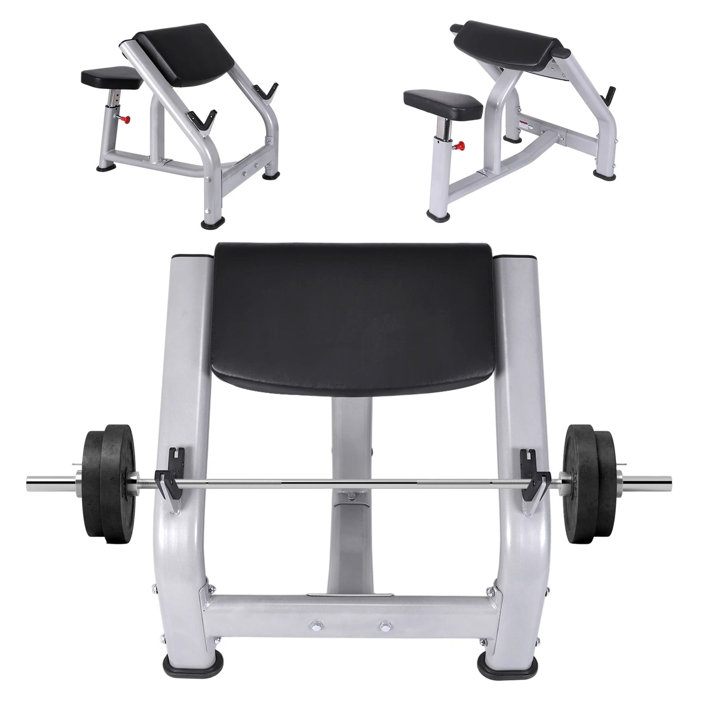 Weight Training Equipment with Adjustable Seat Seated Barbell/and Dumbbell Biceps Station for Home Gym Strength Training