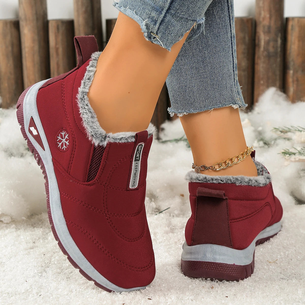 Women's shoes, casual shoes fleece thickened, warm/soft-soled anti-slip and comfortable snow boots