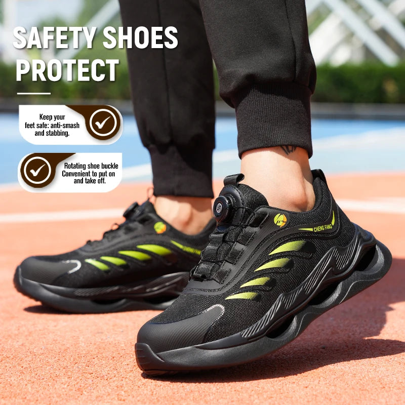 Soft sole lace-free anti-smash/and anti-puncture Men safety Sneakers shoes