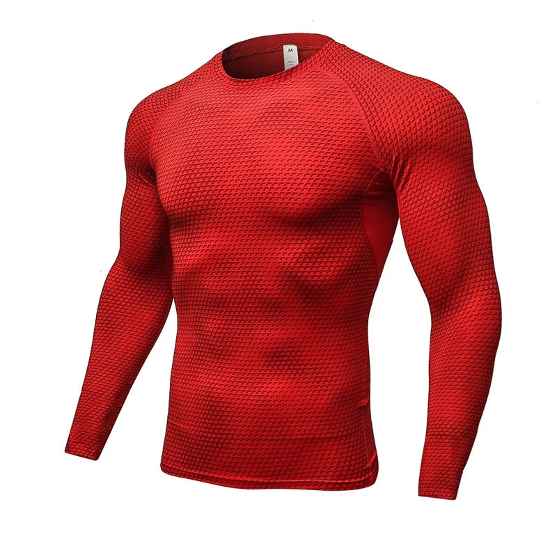 Men's Fitness Running Training Long-Sleeved Shirts Tight Elastic/Quick-Drying Clothes Gym T-Shirt Workout Athletic Undershirts
