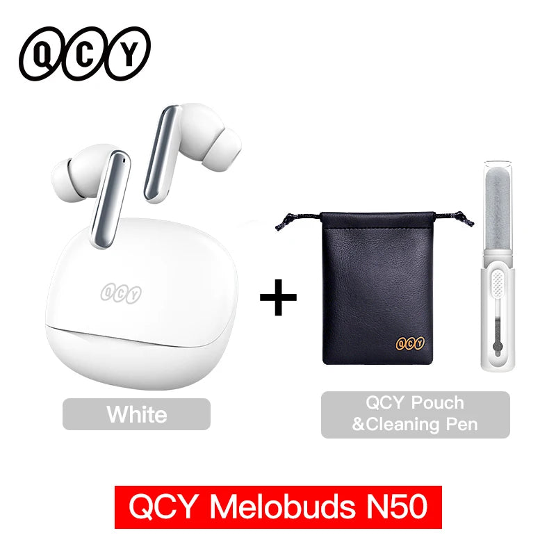 QCY Melobuds N50 ANC Bluetooth 5.4 Wireless Earphones Active Noise Cancellation/6 Mics Clear Call Earbuds Multipoint Connection