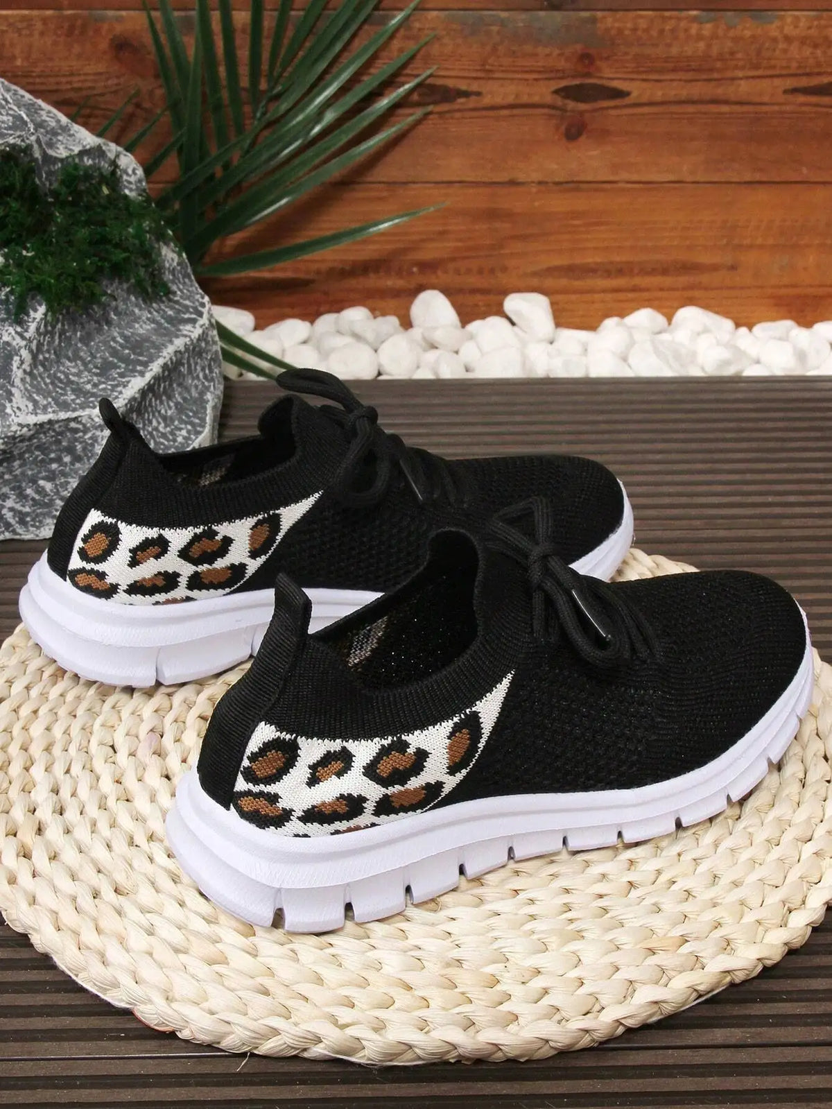 1 Pair Girls Knitted Lace-Up Design Flat Breathable Slip-On/Casual Sports Shoes Suitable For Spring & Autumn Seasons