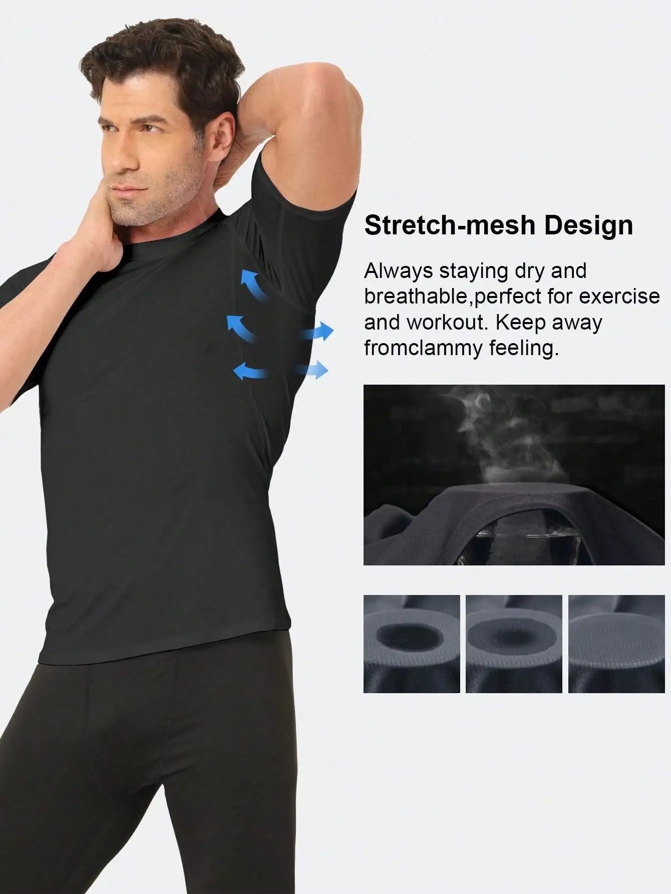 3-Pack Men's Compression Short Sleeve T-Shirts/Breathable & Moisture-Wicking for Fitness