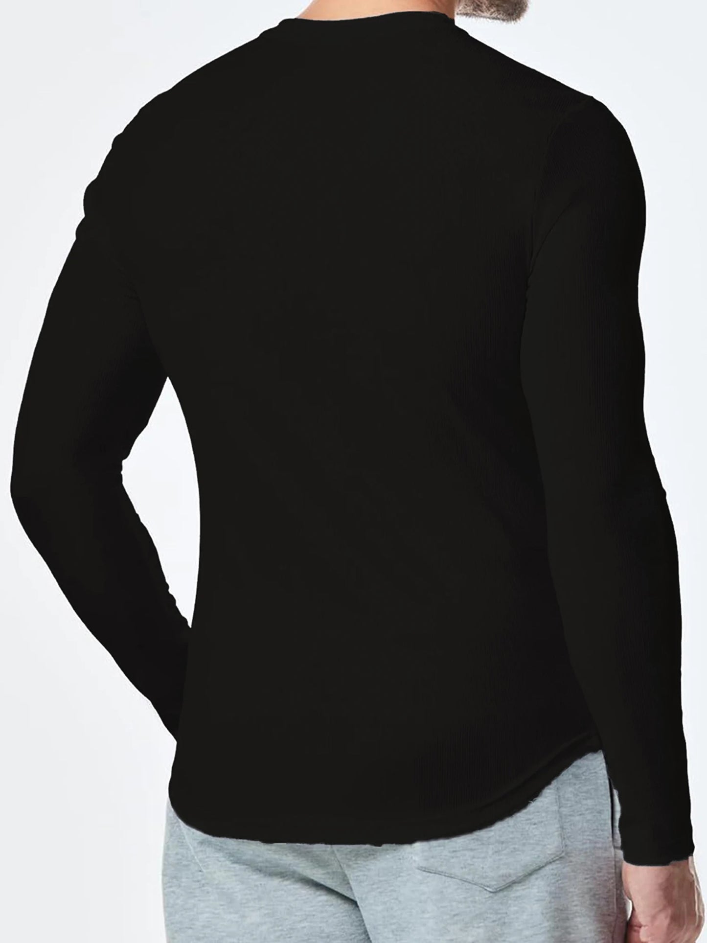 Men's Casual  Fit Long Sleeve Solid Color Muscle Shirts/Spring Fall Tops Fashionable Comfortable T-Shirts