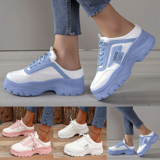 Sneakers For Women Clearance 2024 Color Block Toe Half Slippers/For Women Thick Sole Sports Casual Fashion Women Shoes