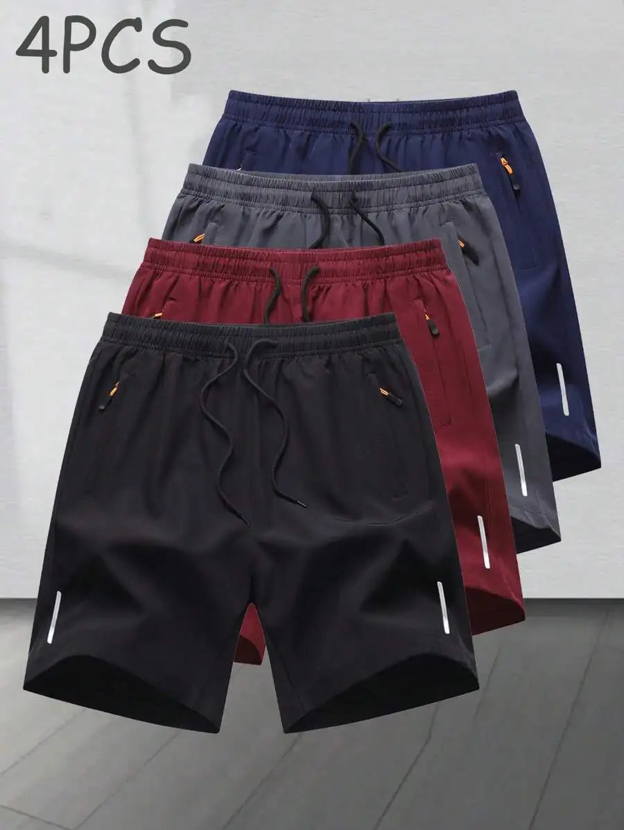 4pcs/Set Men's Casual Sports Shorts Loose Running Fitness/Training Breathable Bermuda Shorts Outdoor Beach Pants
