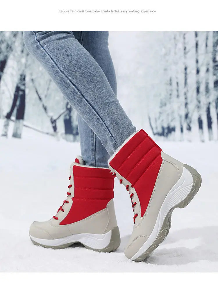 Autumn Winter Women's Ankle Boots Chunky Platform Waterproof Non-slip/Warm Shoes Woman Boots Outdoor Warm Snow Boots New