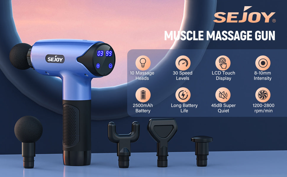 SEJOY Massage Gun  30 Speed Deep Tissue/for Athletes Percussion Massager 10 Heads Electric Massager