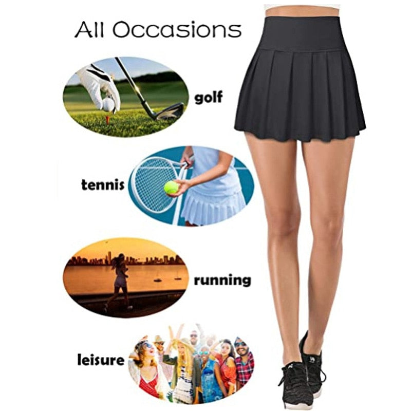 High Waist Gym Yoga Skirt/Anti Exposure Tennis Skirts/Fitness Running Skorts