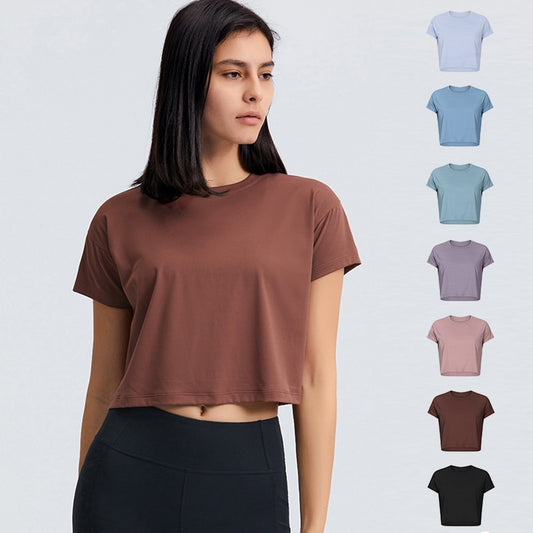 Loose Blouses Women Seamless Sport/t-Shirts Sexy Yoga Crop Top Short Sleeve