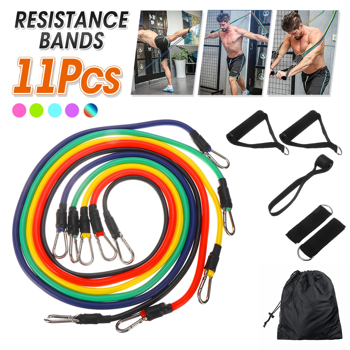 11PCS Resistance Bands Set Bodybuilding/Home Gym Equipment