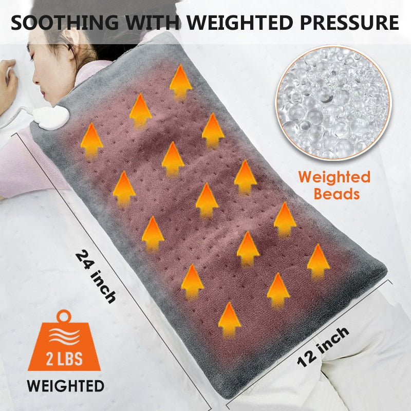 12x24&#39;&#39; XL Large 2LBS Glass Weighted Heating Pad/110V US Plug Low Voltage