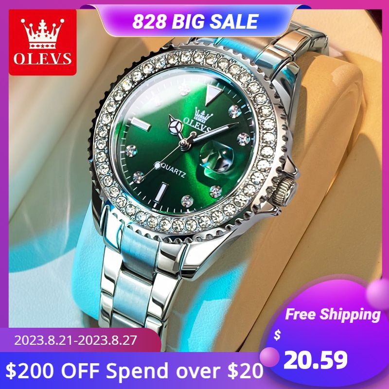 OLEVS Original Quartz Ladies Watch Luxury/Diamonds Steel strip Luminous Waterproof