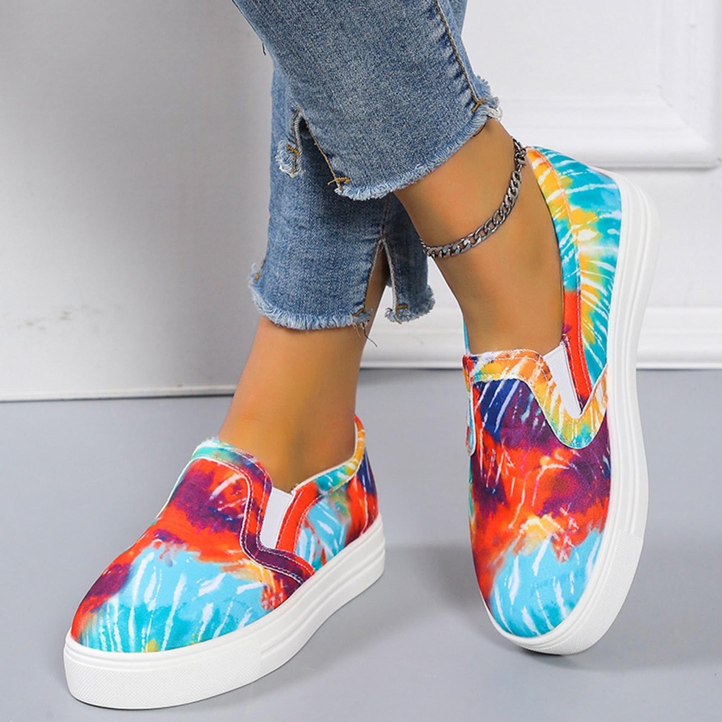 Summer Sneakers Sport Shoes For Women Canvas Shoes/Flat Graffiti Print Shoes Female